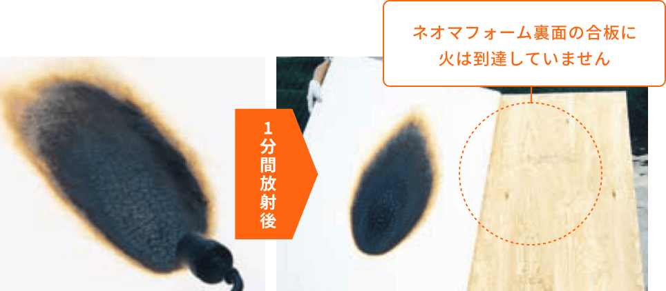ネオマフォーム 一分間放射後